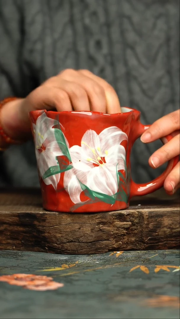 【闪购商品】杯釉下彩手工手绘同款陶器