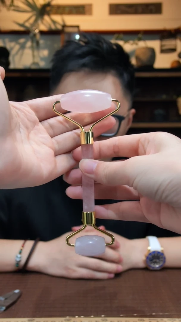 笔搁未镶嵌水晶粉水晶桶珠AP