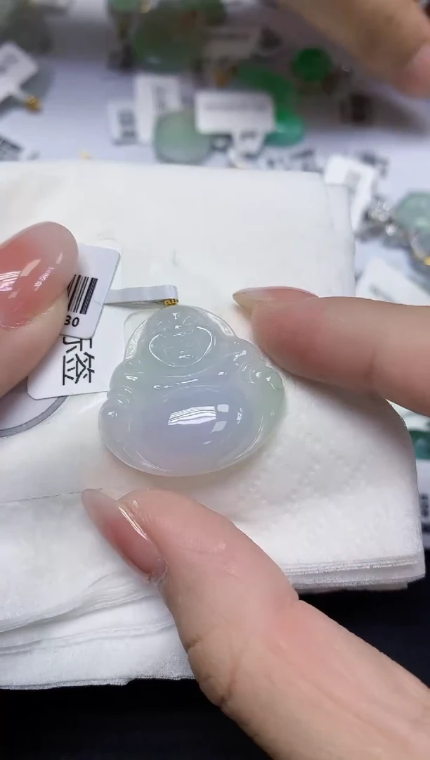 颈饰18K金镶嵌翡翠天然缅甸翡翠A货百元以上9元证书费自理