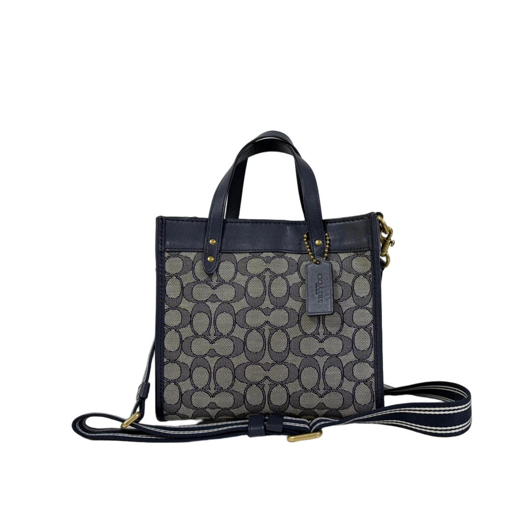 95新 COACH/蔻驰 蓝色老花帆布拼皮香布蕾手提斜挎包  2511LQ399