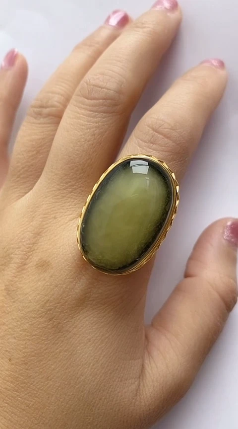 【闪购商品】琥珀裸石银S925镶嵌琥珀戒指