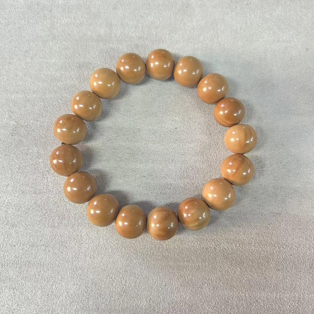 猴头13mm圆珠单圈手串（微瑕有棕线）