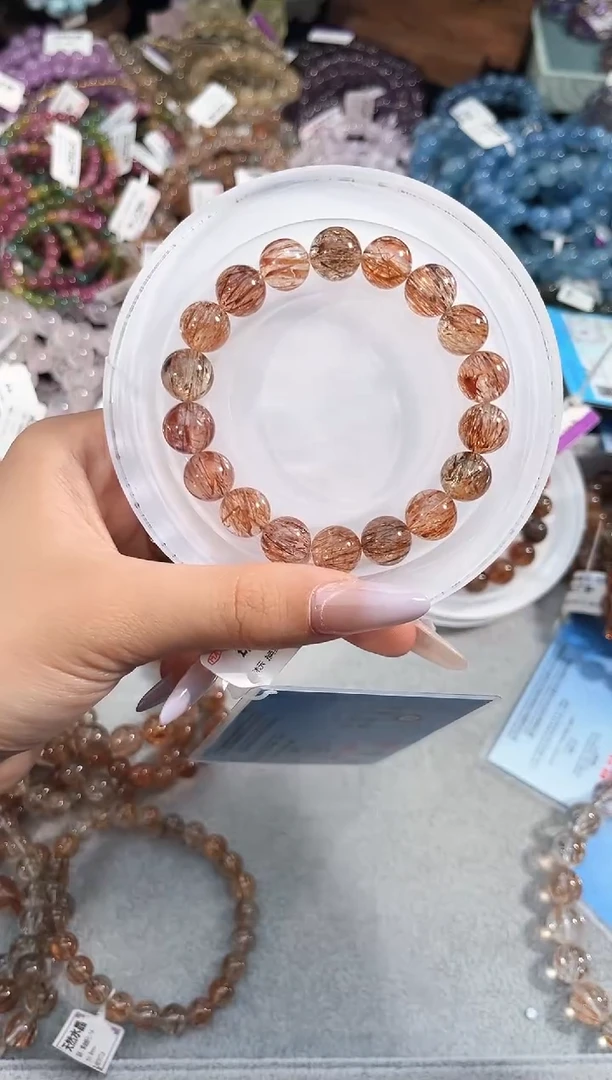 水晶手串未镶嵌黑金超七10+
