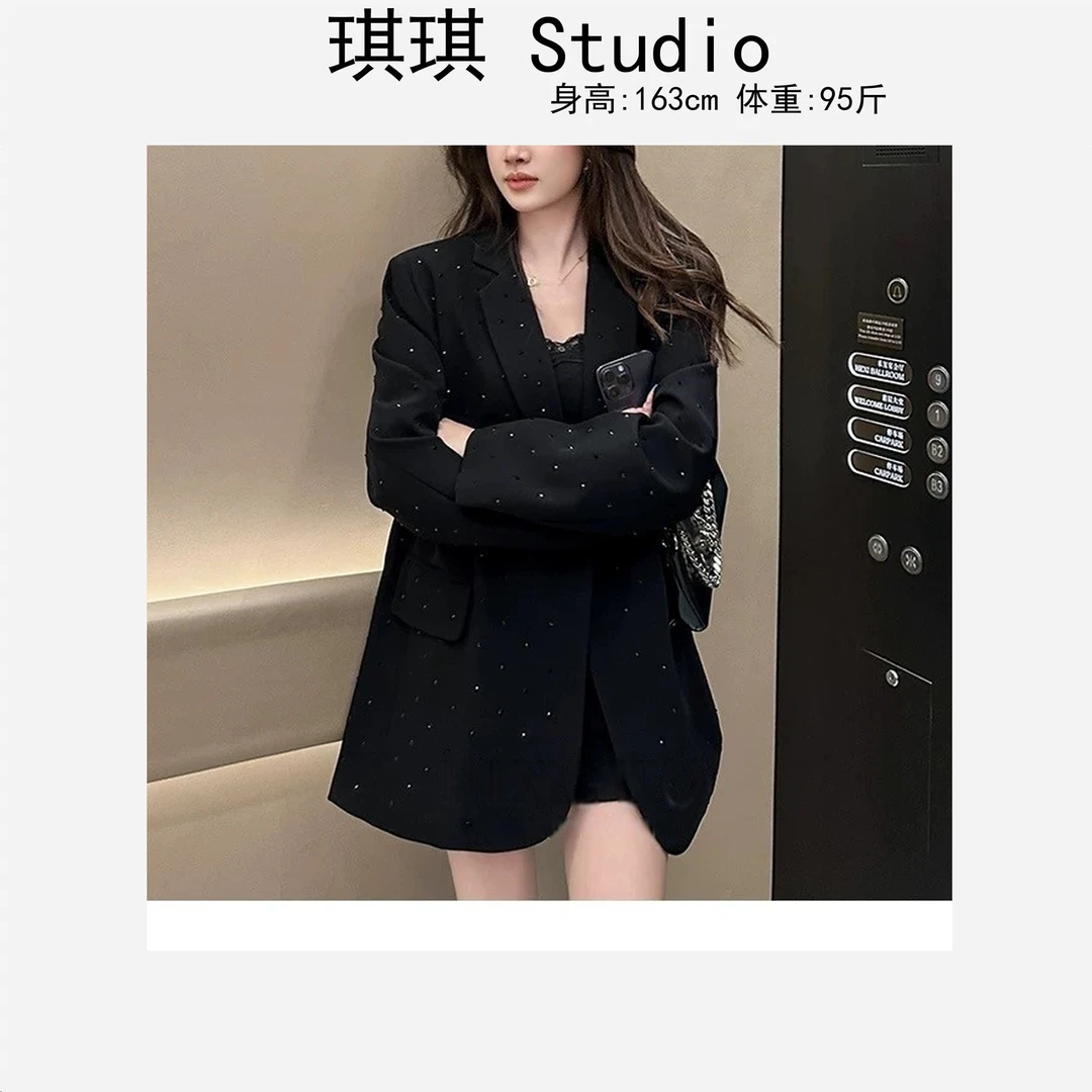 早春新款重工设计感镶钻闪闪气质时尚显瘦减龄百搭西装外套9901-G