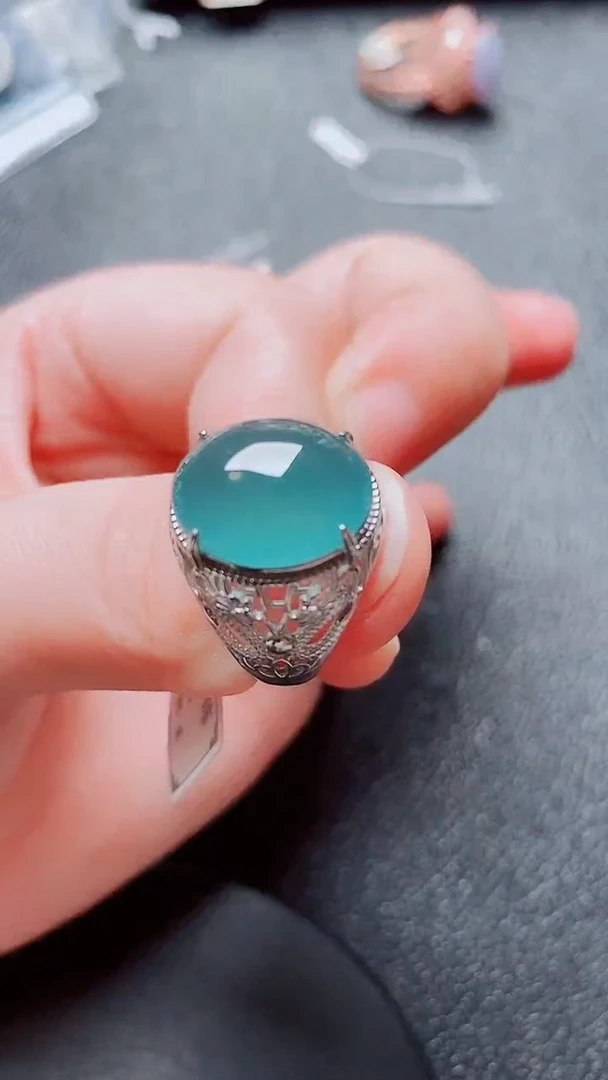 银S925镶嵌戒指翡翠1