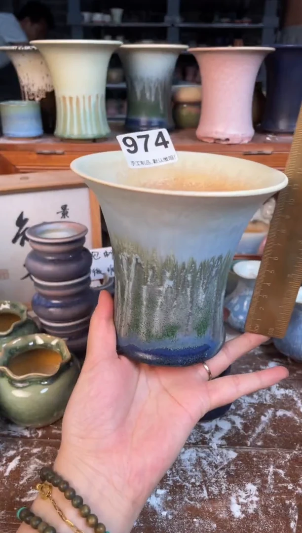 瓷片974小芳花盆编号