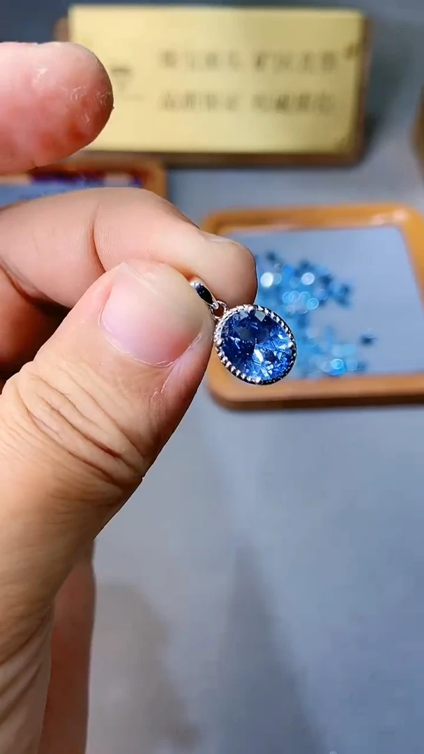 【闪购商品】海蓝宝石颈饰银S925镶嵌354