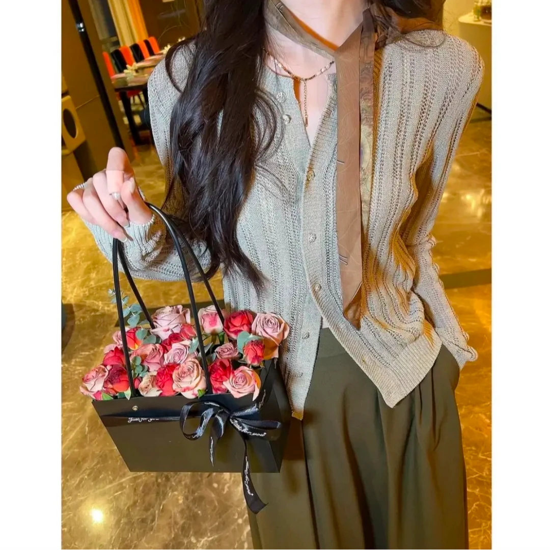 哥弟「静奢格调」新款百搭镂空圆领针织开衫148015针织衫夏季