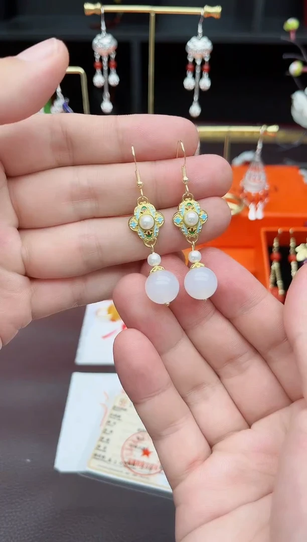 玛瑙/玉髓耳饰银S925镶嵌325000