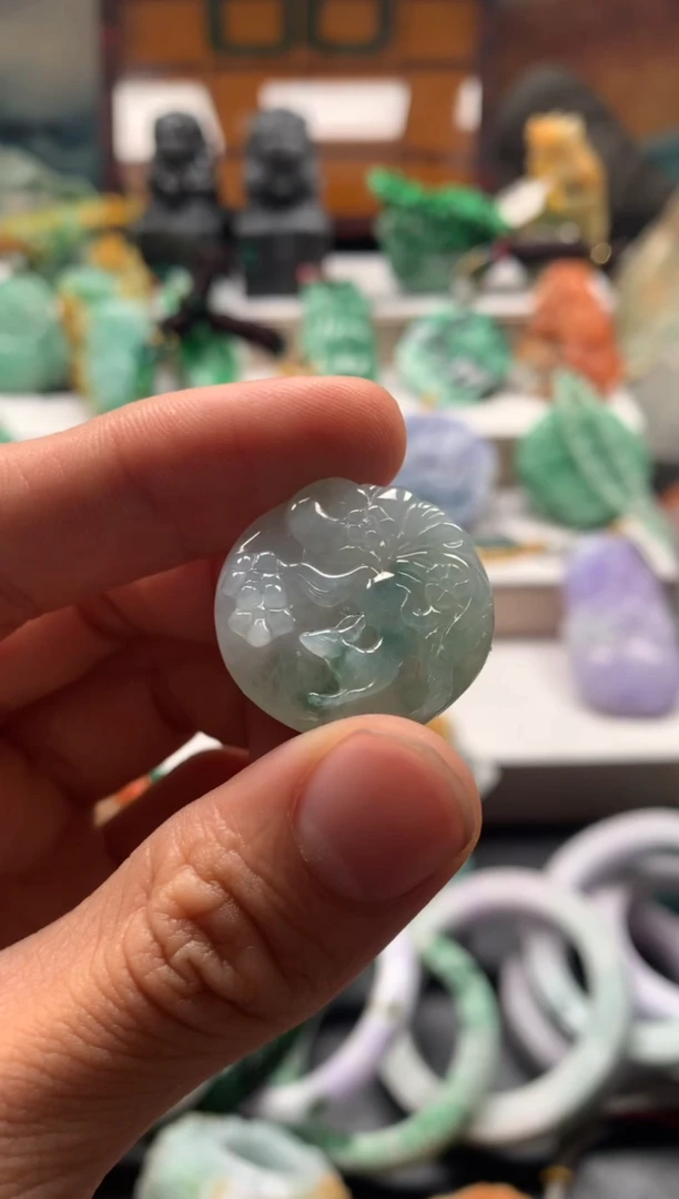 颈饰银S925镶嵌翡翠天然A货翡翠