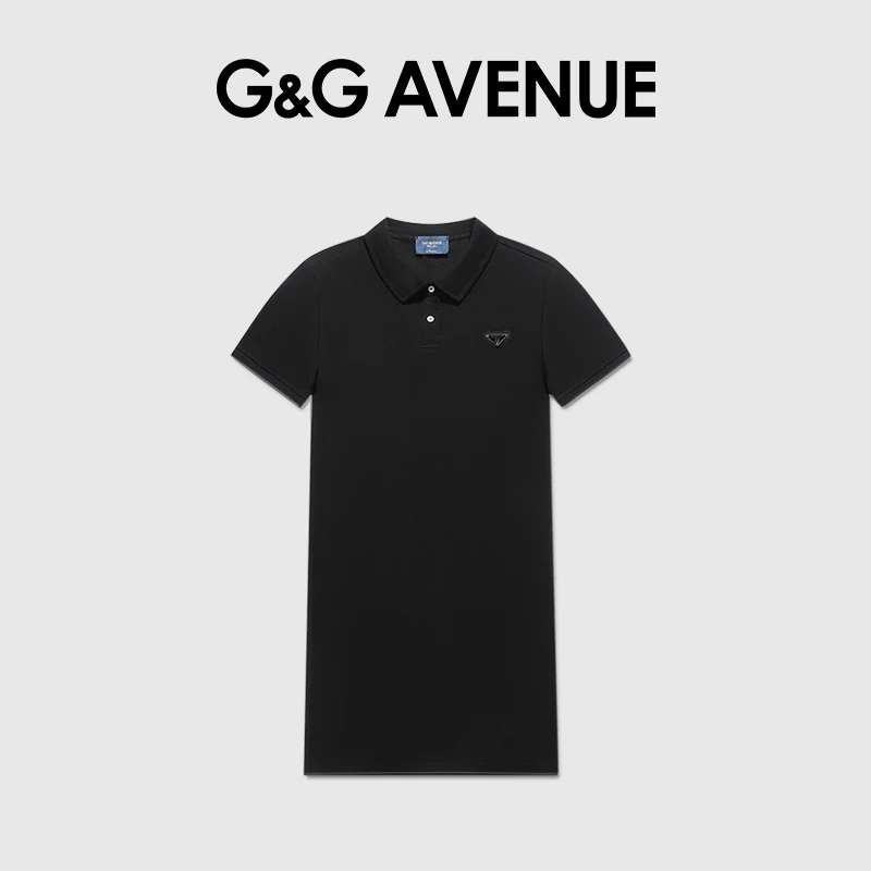 法国G&G AVENUE轻奢潮牌夏季三角标女款纯色连衣裙-GLQ2403542