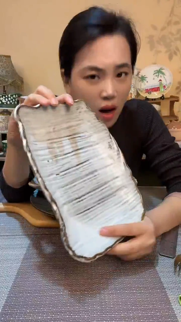 瓷片复古麻点异形长盘 瑕疵款介意勿拍