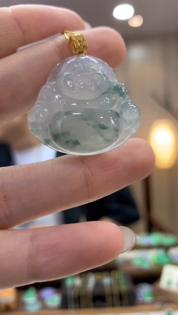 翡翠18K金镶嵌吊坠(不含链)佛公
