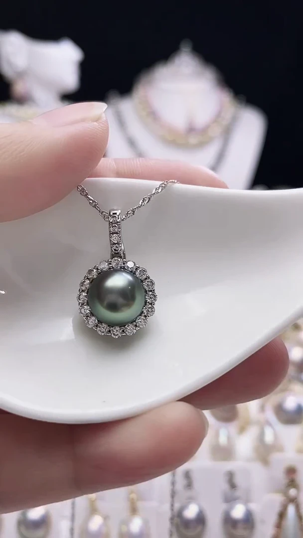 【闪购商品】海水珍珠颈饰银S925镶嵌大溪地珍珠吊坠SY6861