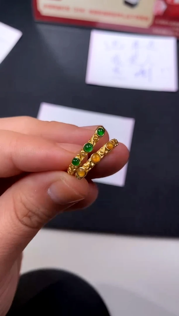 【闪购商品】翡翠戒指银S925镀金镶嵌买断价