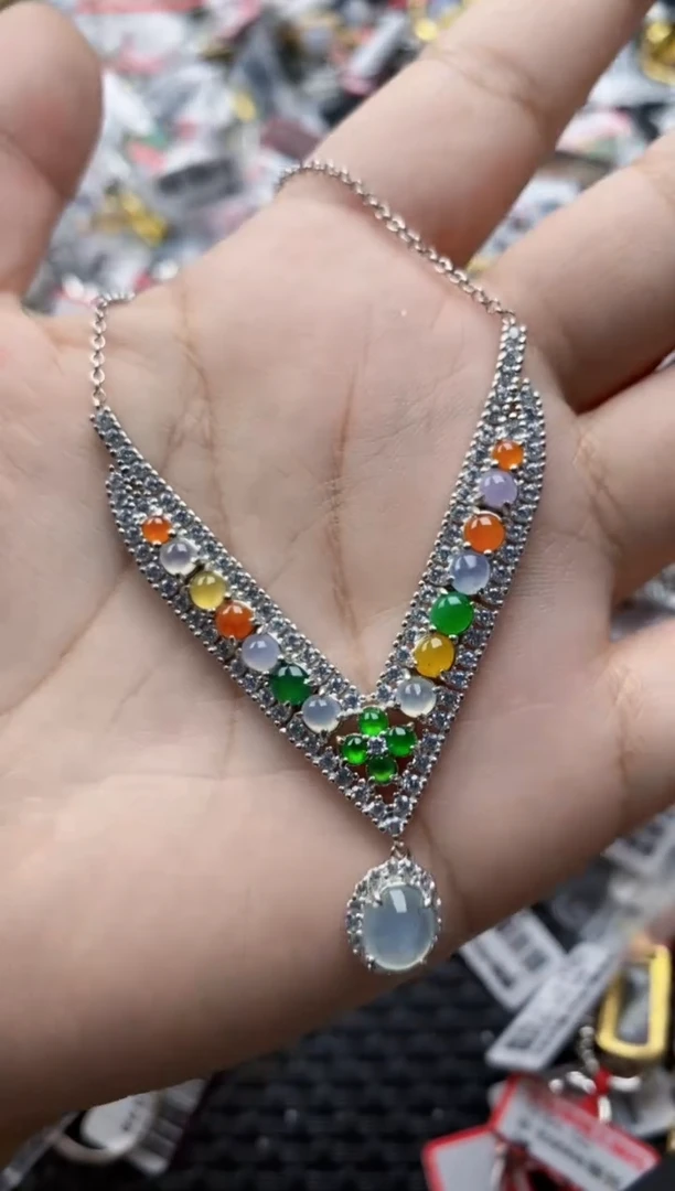 翡翠戒指银S925镶嵌66666     1