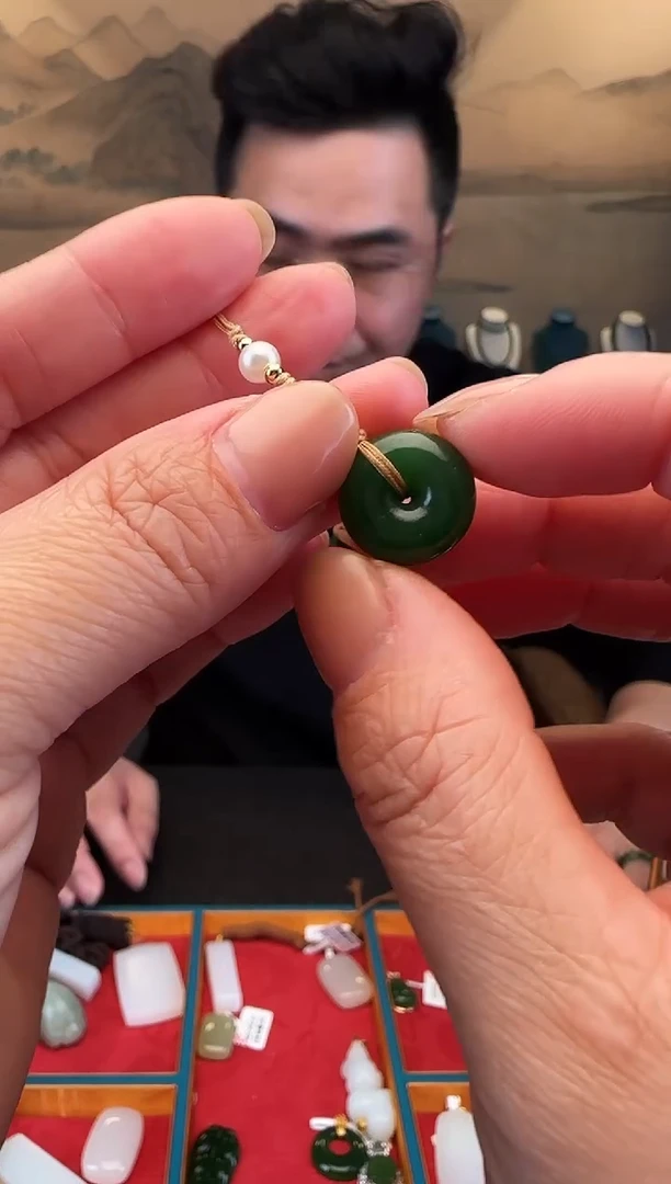 颈饰未镶嵌和田玉平安扣手机链