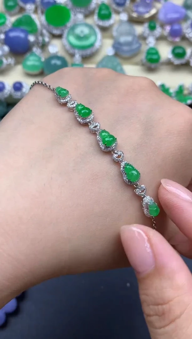 18K金镶嵌手链翡翠209-春日珠宝