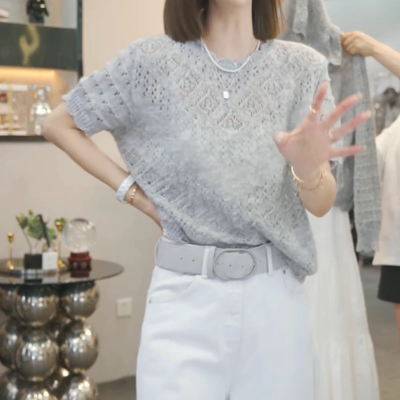2025【风华流沙】新款时尚春季气质重工短袖针织衫 LK2501895