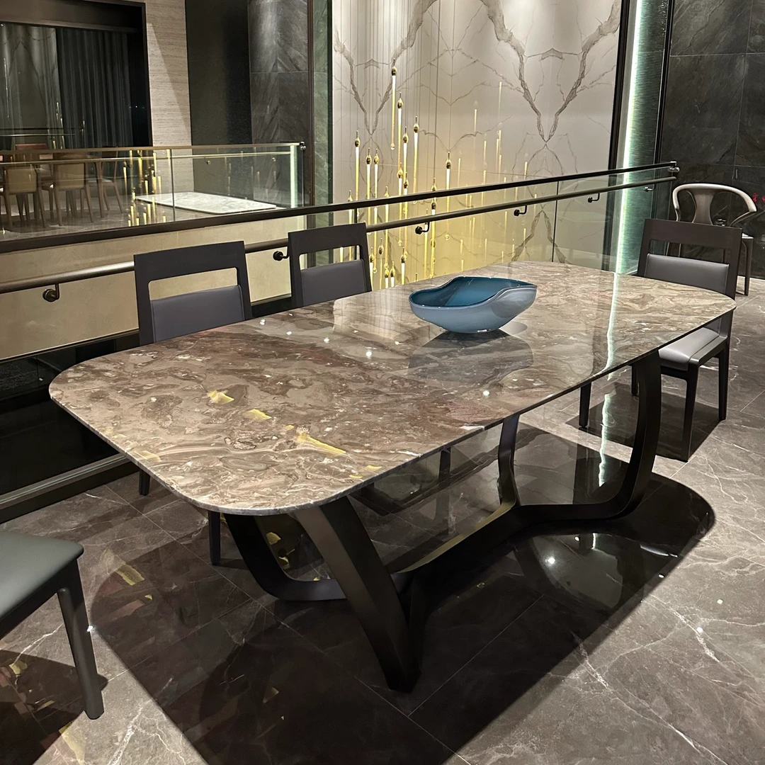 【包邮】深圳一线品牌莫兰迪T6115核桃木/大理石餐台餐桌