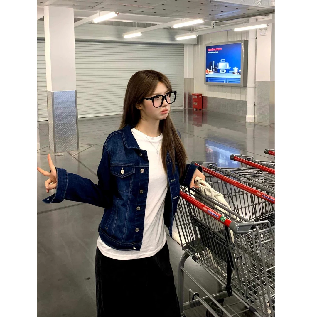 短款牛仔外套女2025春秋新款设计感经典复古小冷调单排扣夹克上衣