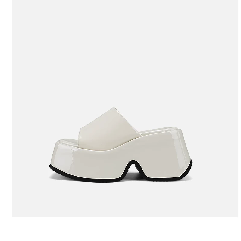 GDDZ厚底拖鞋女外穿新款小个子增高方头矮子乐松糕底半拖G2AS0323