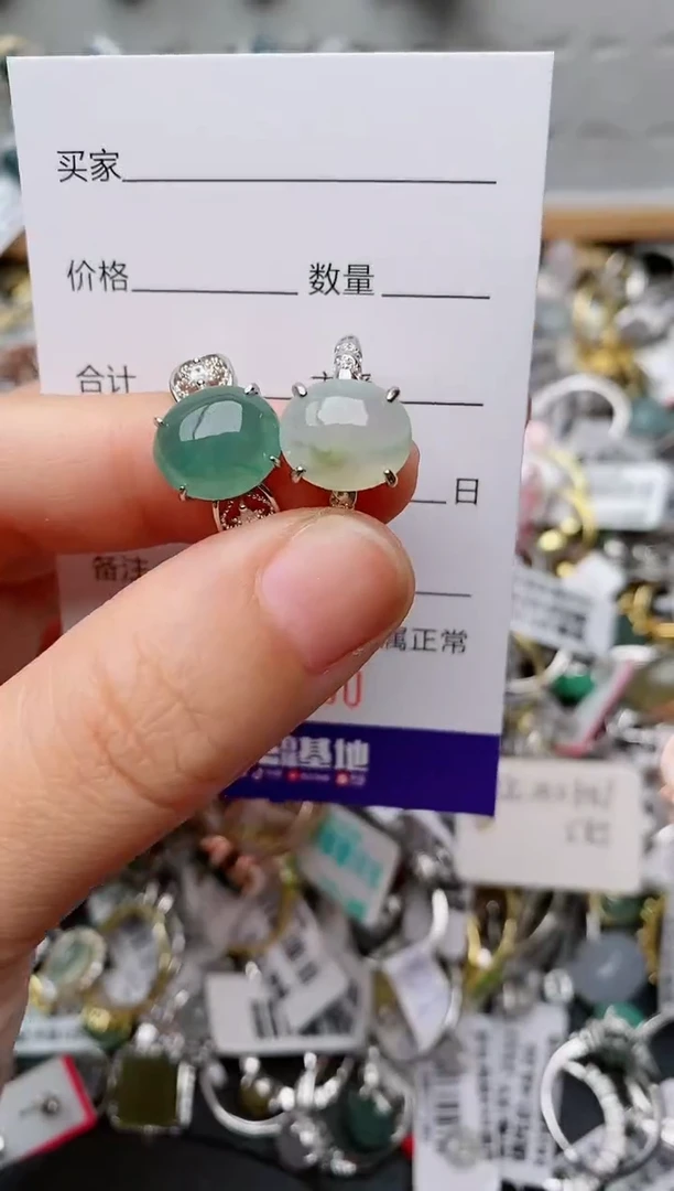 银S925镶嵌戒指翡翠.8890