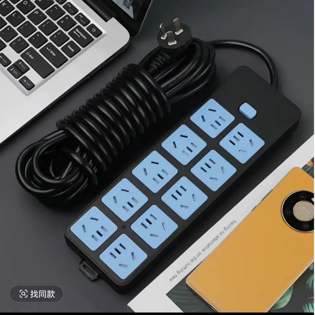 50孔多位家用插排带线1.8米多功能插座适用于办公学生宿舍等场景