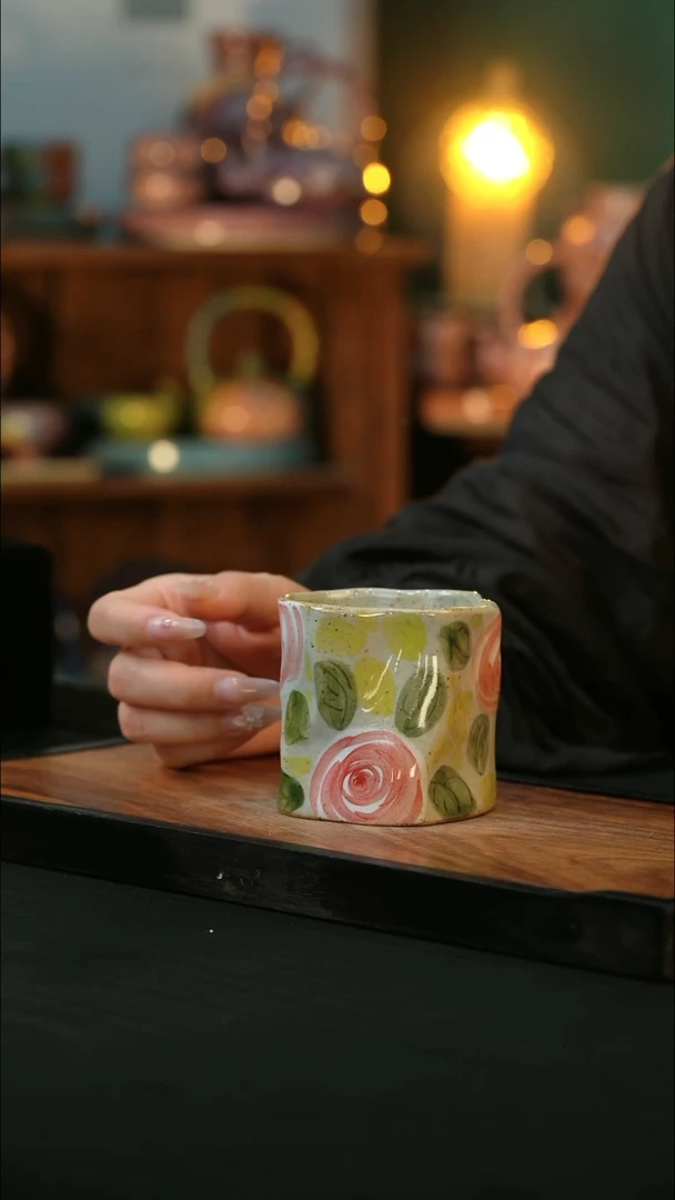 杯手绘心瓷陶瓷浮力