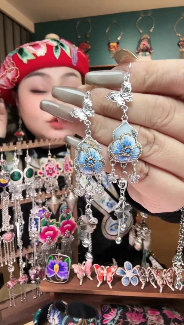 刺绣纯手工民族风刺绣耳环