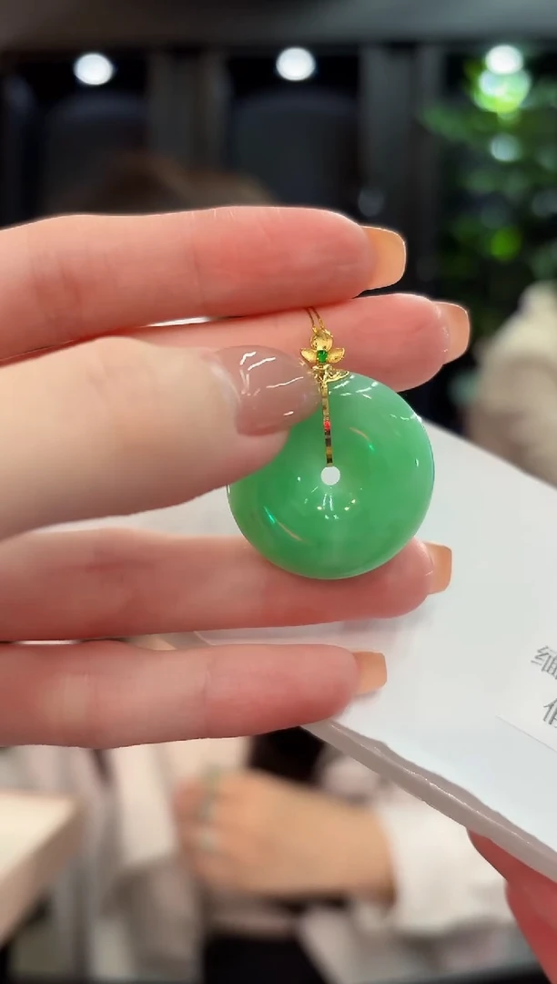 吊坠(不含链)18K金镶嵌翡翠  缅甸A货/支持复检/一件