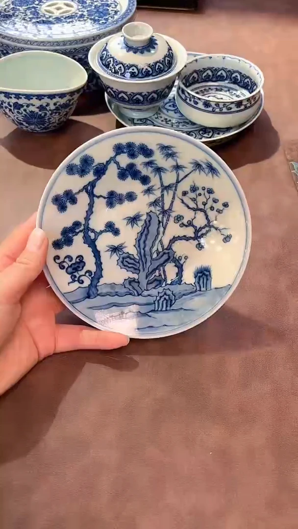 镹曰陶柴窑手工手绘青花