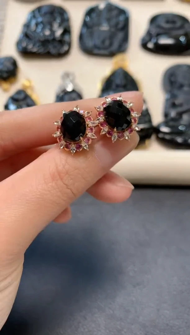 18K金镶嵌翡翠耳饰S46