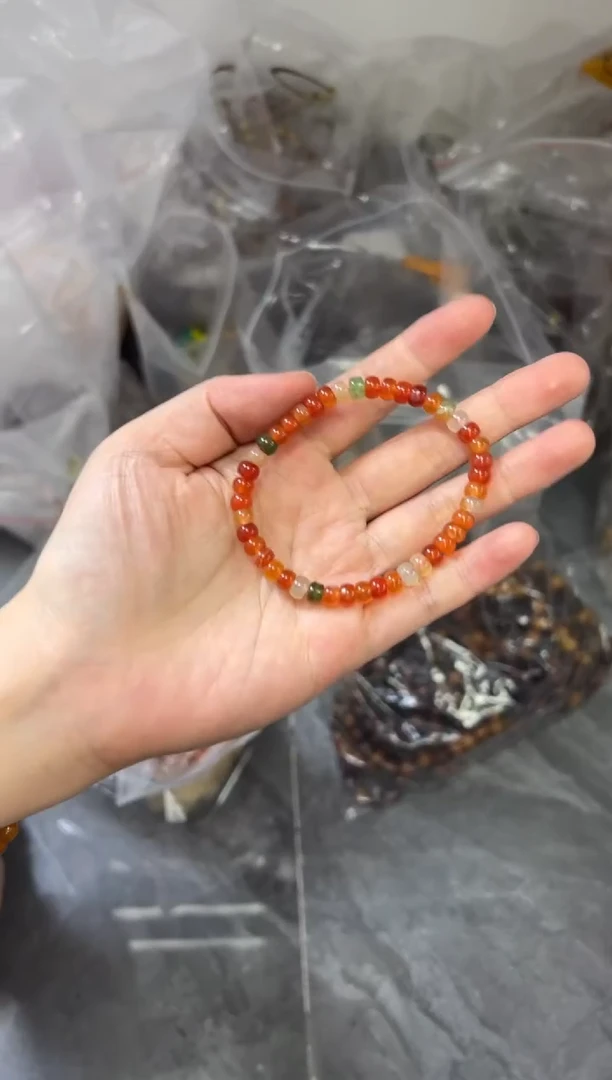 玛瑙/玉髓手链未镶嵌彩虹多宝精工归圆玛瑙手链[1713]