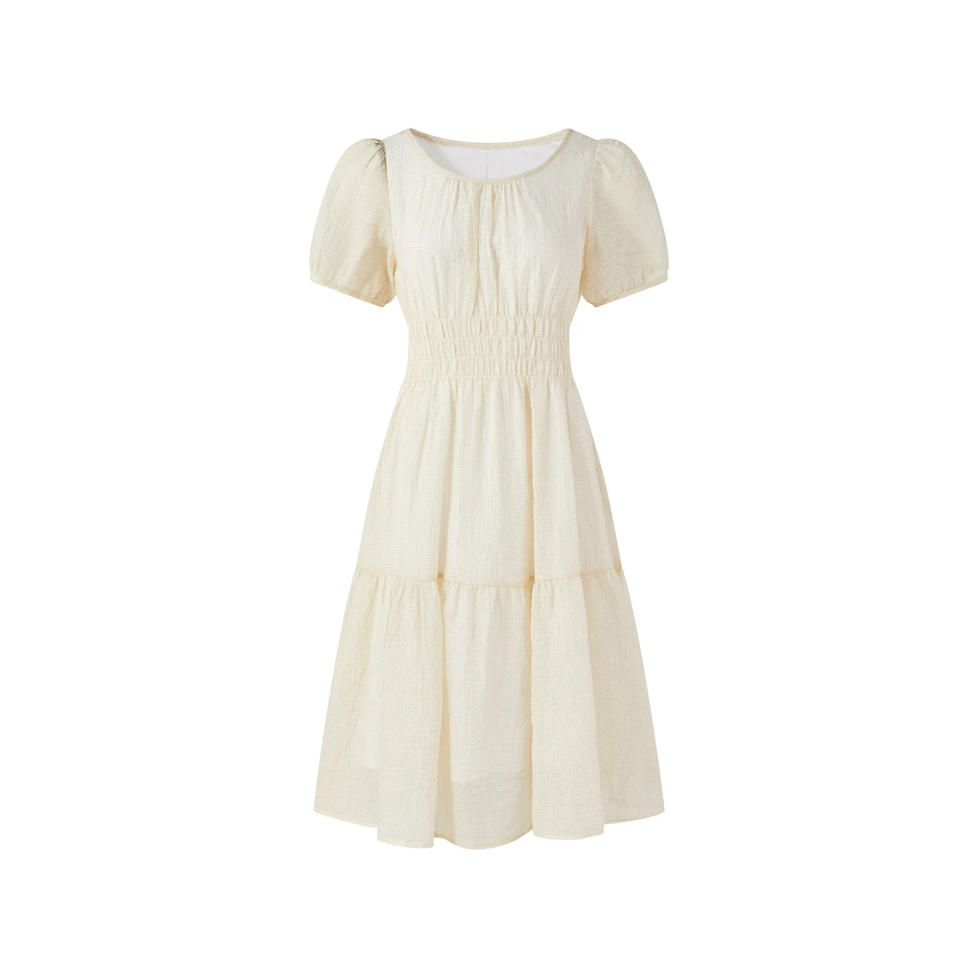 门店32&9！仲夏连衣裙」假日风藏肉泡泡袖显瘦中长款裙子女 C21936