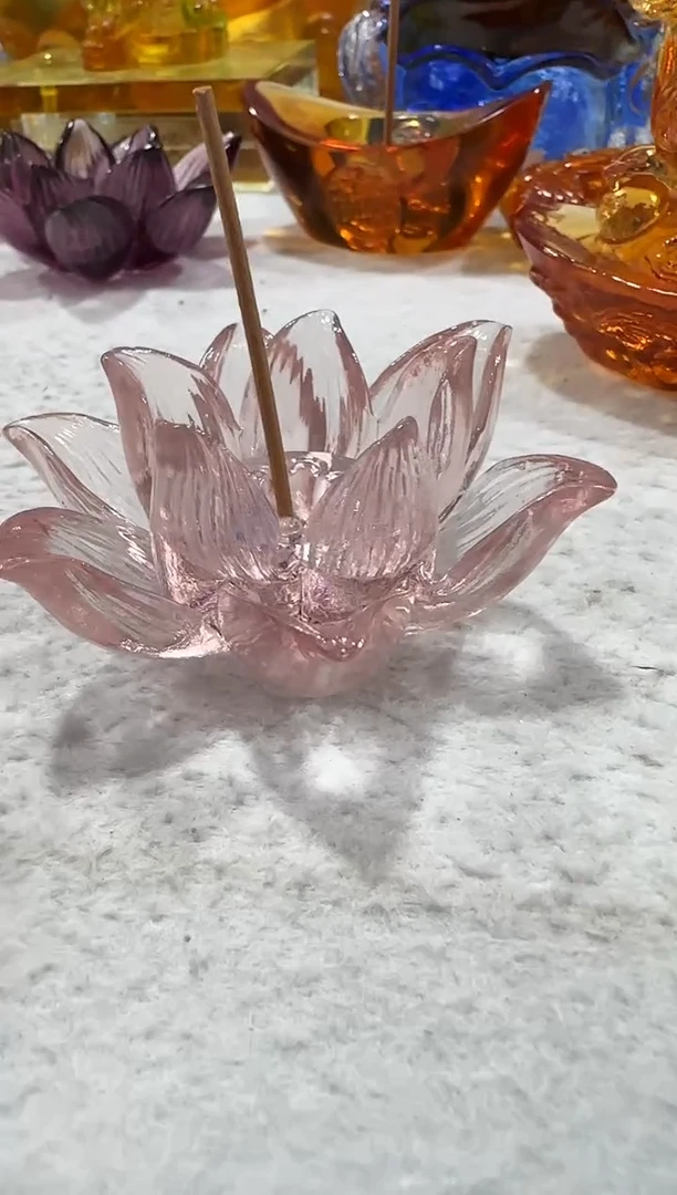 琉璃手工艺品916莲花香插 微瑕·不退不换·介意勿拍