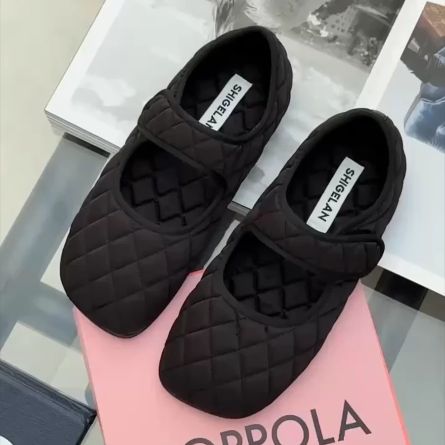 诗歌兰真皮女鞋2025新款复古小香风软底显瘦一脚蹬玛丽珍浅口单鞋