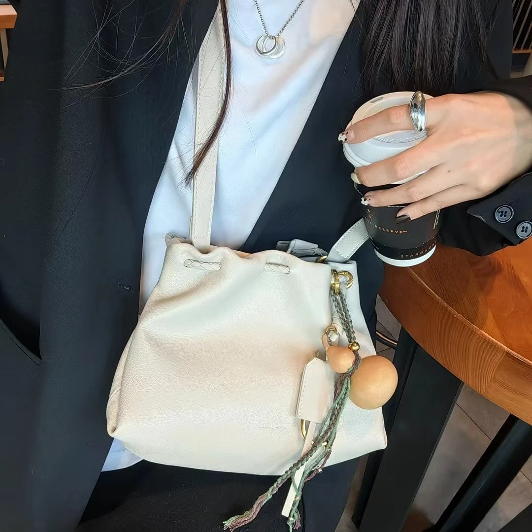 【百纳福袋包】知女新款植鞣羊皮文艺风福袋包百搭单肩斜挎女包