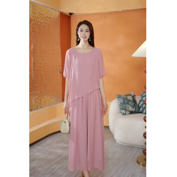 B147夏季短袖连衣裙女2025新款遮肉显瘦洋气时尚法式显气质裙子