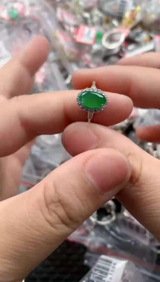 银S925镶嵌戒指翡翠11  11   1