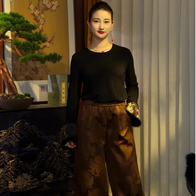 11-[WYZAKING]【半弦诗】新中式重工提花加厚高腰灯笼裤