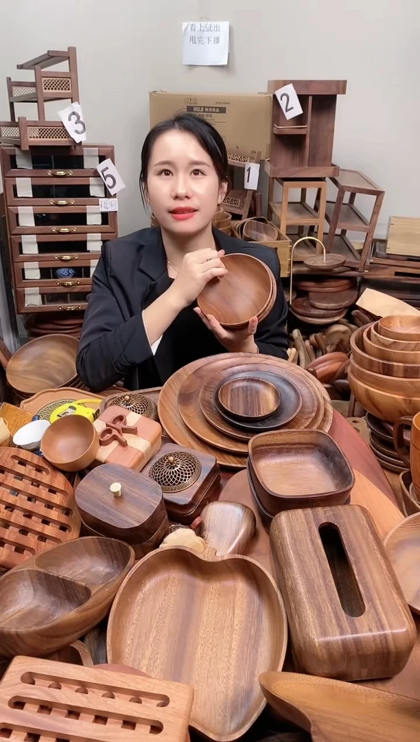 木 南美胡桃木深碟15*5cm  内销