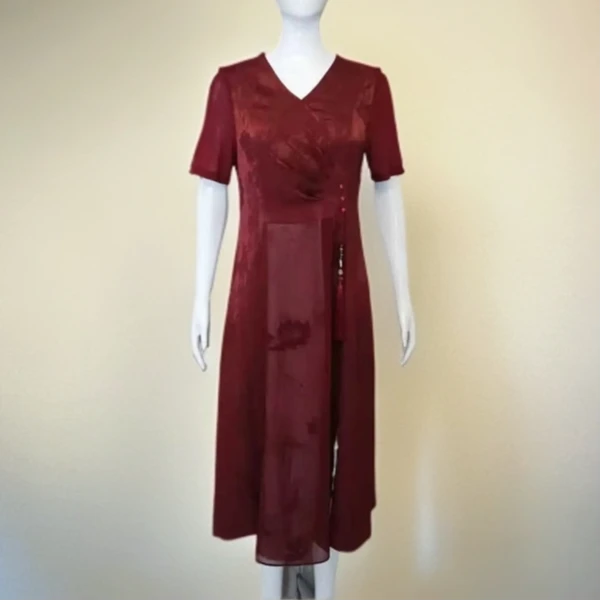 2678#红【木兮兮专属】2025年春季新款气质显瘦休闲时尚百搭连衣裙