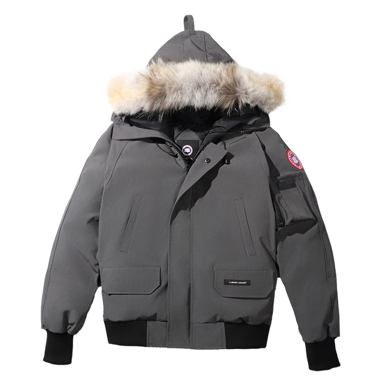 CAHOBC GOOSE飞行员夹克羽绒服男女带毛领冬季派克服保暖加厚外套