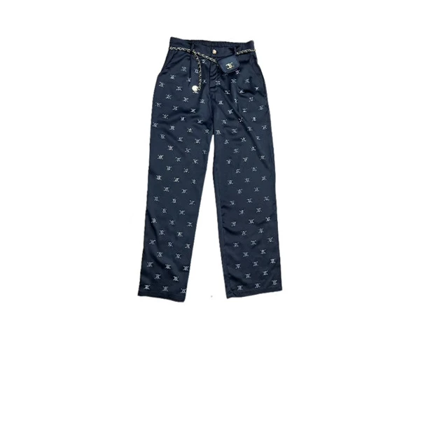 【宠粉福利】欧韩时尚设计师夏季冰丝烫钻休闲通勤阔腿裤中腰女长裤