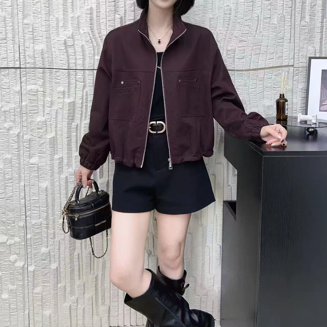 小施家韩版设计时尚纯色显瘦高端夹克外套66809