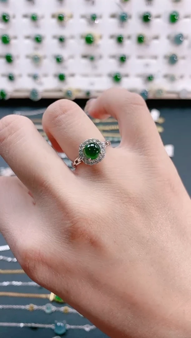 【闪购商品】翡翠戒指银S925镶嵌天然翡翠