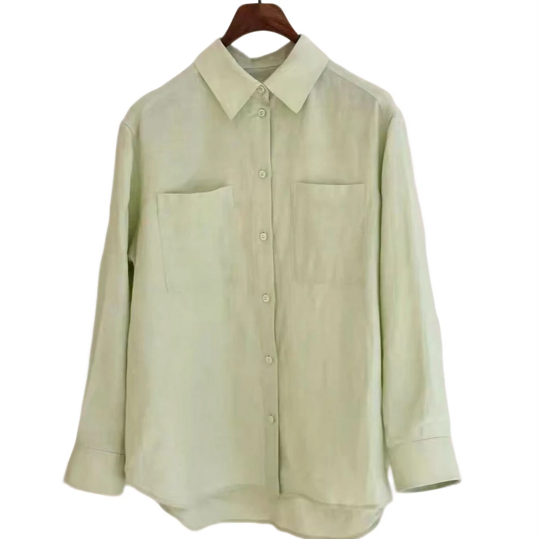 253036 【极简老钱】小禾 2025春夏走秀款 多色亚麻平纹衬衫