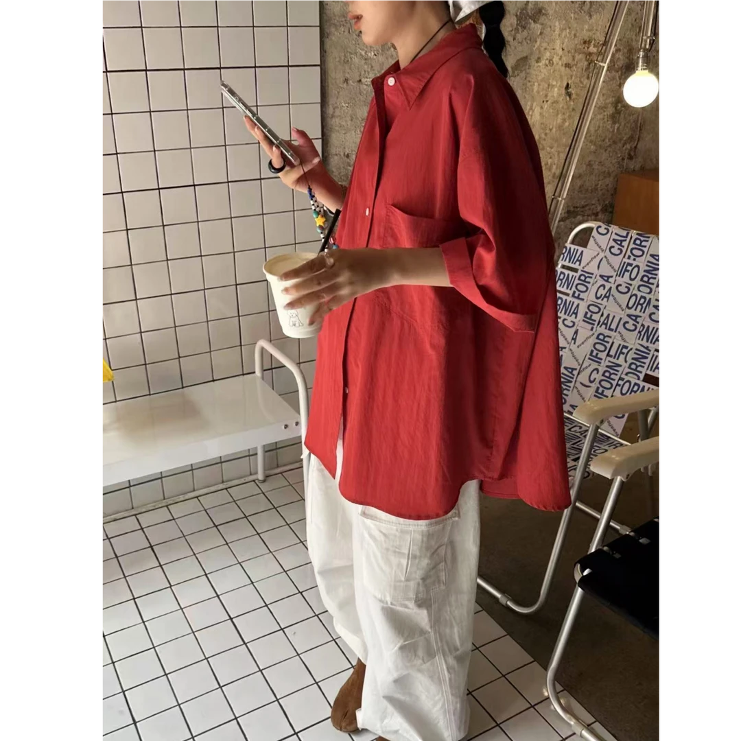 SANBARA-夏季新款翻领口袋衬衫#88601