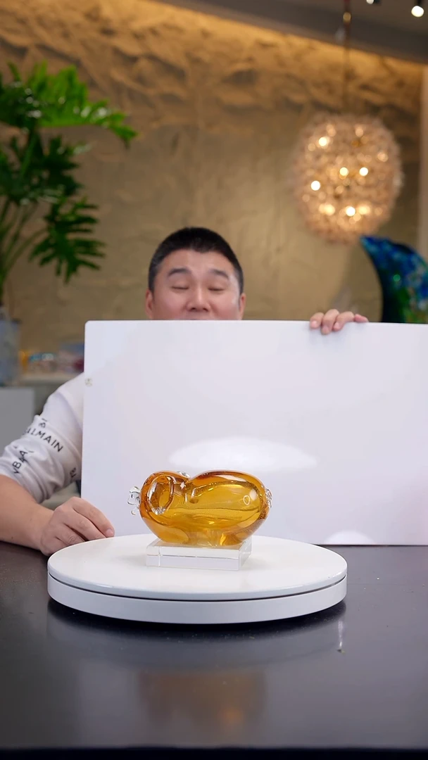 摆件王***g琥珀色小猪摆件+底座